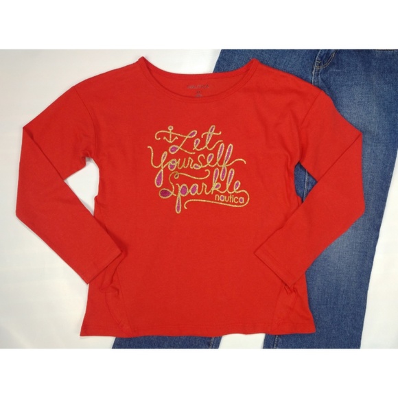 Nautica Other - Girls Nautica Long Sleeve Graphic Glitter Top